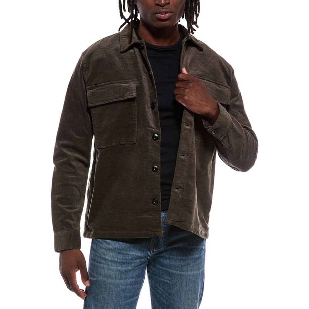 Jason Wu Mens  Velveteen Button Up Overshirt, Brown